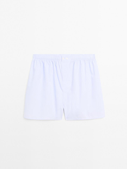 Massimo Dutti Трусы-боксеры из 100% хлопка в микрополоску, небесно-голубой