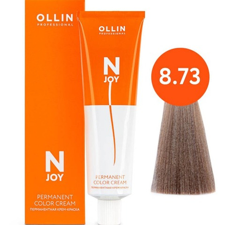 OLLIN PROFESSIONAL N-JOY - перманентная крем-краска для волос, 8/73 светло–русый коричнево–золотистый, 100 мл