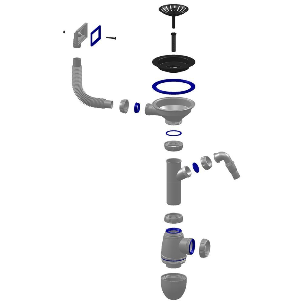 Сифон для мойки, бутыл, 4"х40, перелив., пер прям, с отводом, Unicorn, В430V