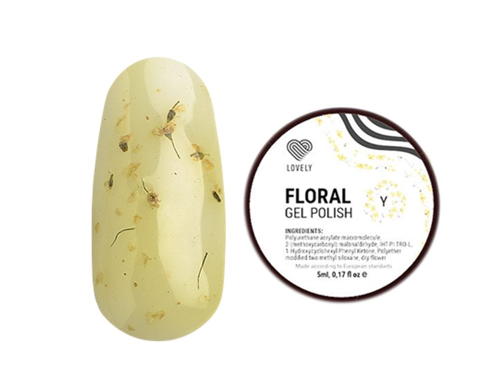 Гель-лак с сухоцветами Lovely "Floral", оттенок желтый, 5 ml
