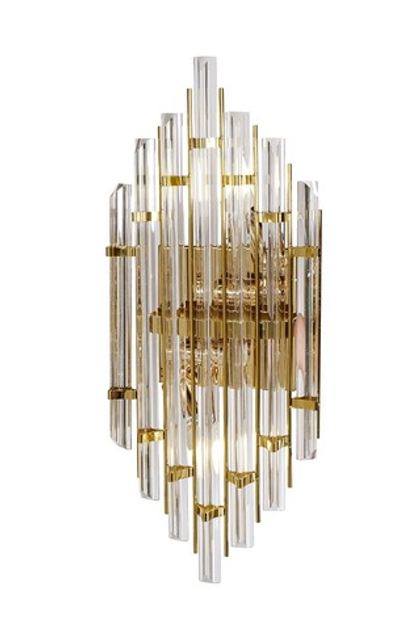 Бра настенное 55x24см Garda Decor Bove золотой со стеклянным декором