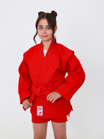 Куртка для САМБО с поясом облегченная плотность 280г/м2 100% хл. с подкладкой красная