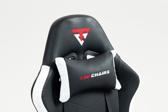 Кресло спортивное TopChairs Prophet с оттоманкой черно-белый