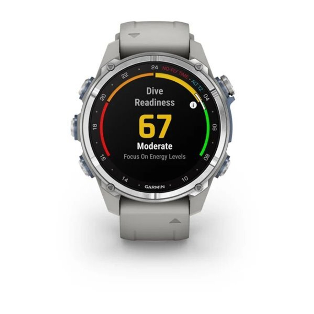 Смарт часы Garmin Descent Mk3 (43 мм) из нержавеющей стали с силиконовым туманно-серым ремешком