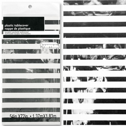 Скатерть одноразовая Полосы Люкс Серебро Металлик 137*183 см.