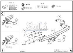 Фаркоп оцинкованный Galia M133A для Mazda CX-9 2006-2012, 2012-2017(паспорт и сертификат в комплекте)(без электрики)