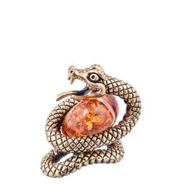 Народные промыслы AM-3950 Фигурка «Змея Сердцеедка» (латунь, янтарь)