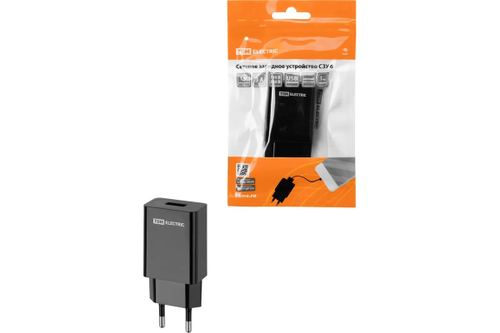 Сетевое зарядное устройство, СЗУ 6, Quick Charge 3.0, 3 А, 1 USB, черный, TDM