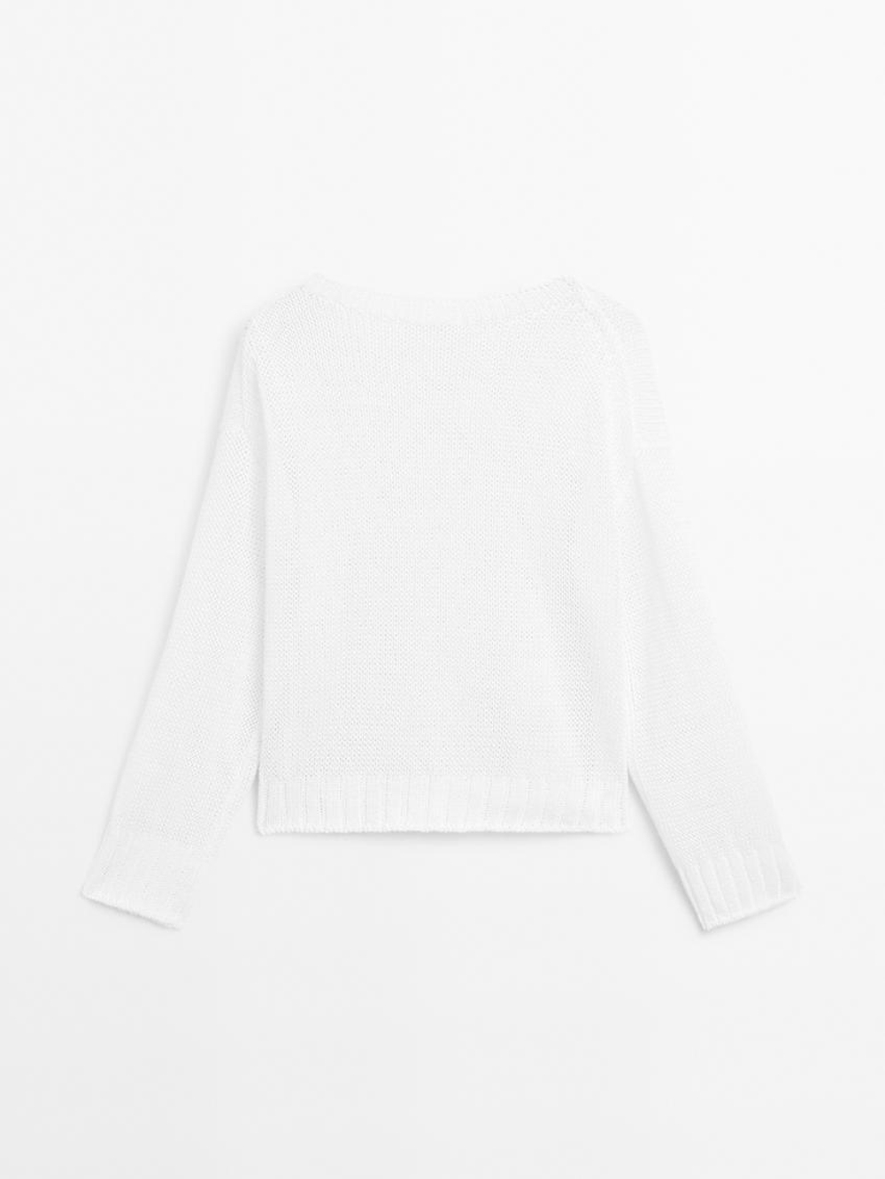 Massimo Dutti Свитер из 100% льна, белый