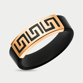 Кольцо для женщин каучуковое со вставкой из розового золота 585 пробы (арт. 10265К)