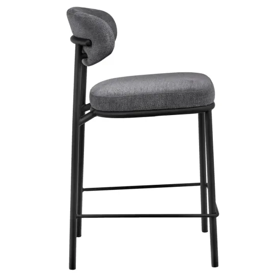 Стул полубарный Lucas 2 серый шенилл с чёрными ножками