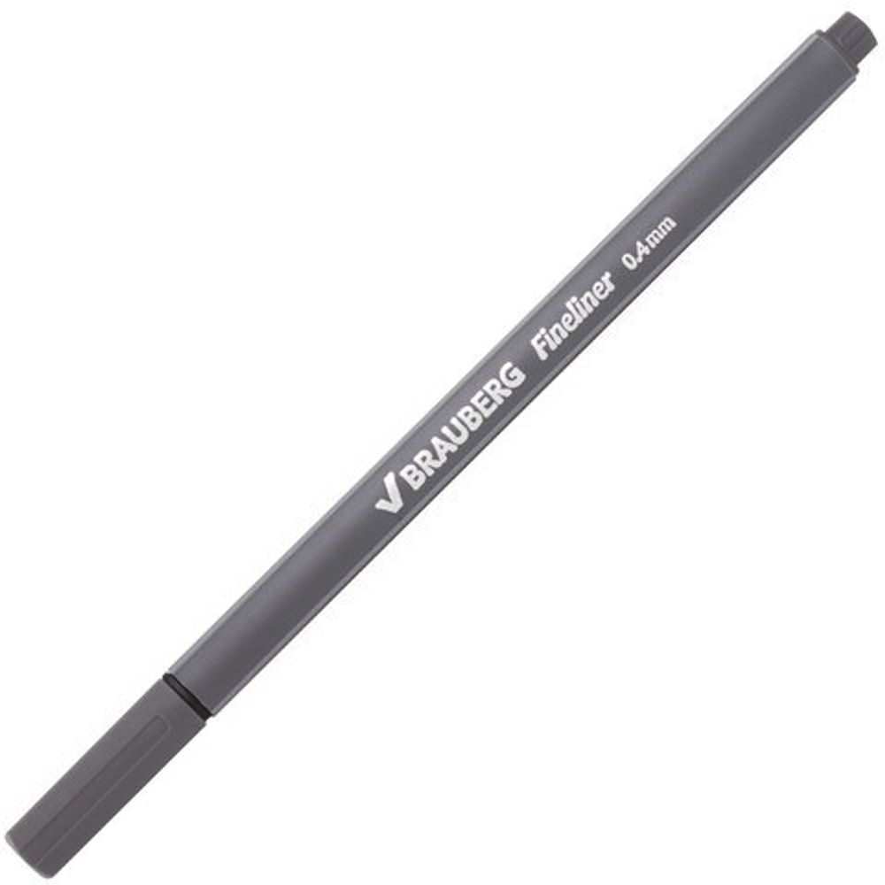 Ручка капиллярная (линер) BRAUBERG "Aero", СЕРАЯ, трехгранная, металлический наконечник, линия письма 0,4 мм, 142258