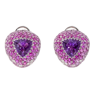 Серьги с Аметистом, Сапфирами и Бриллиантами, E0040-3/47