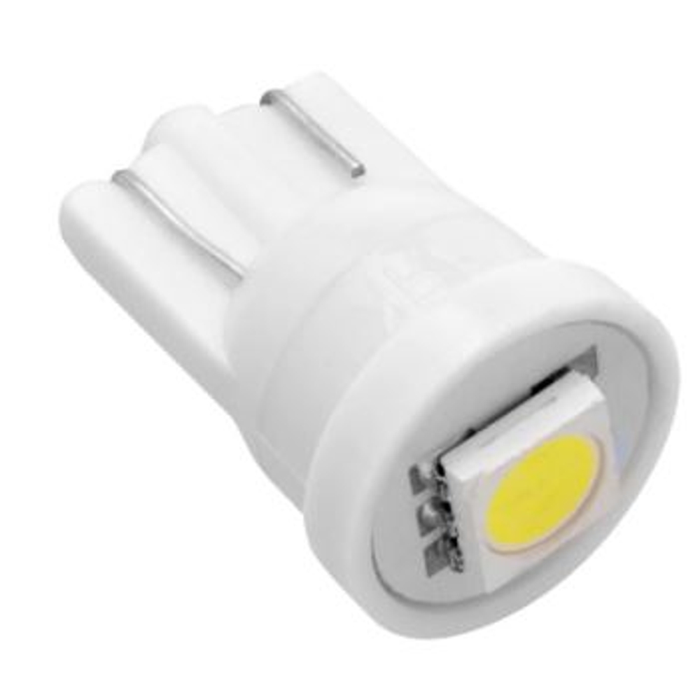 Светодиод 12V T10  1SMD 5050 WHITE Маяк (без цок.1 кер. диод) 12Т10-W/1SMD