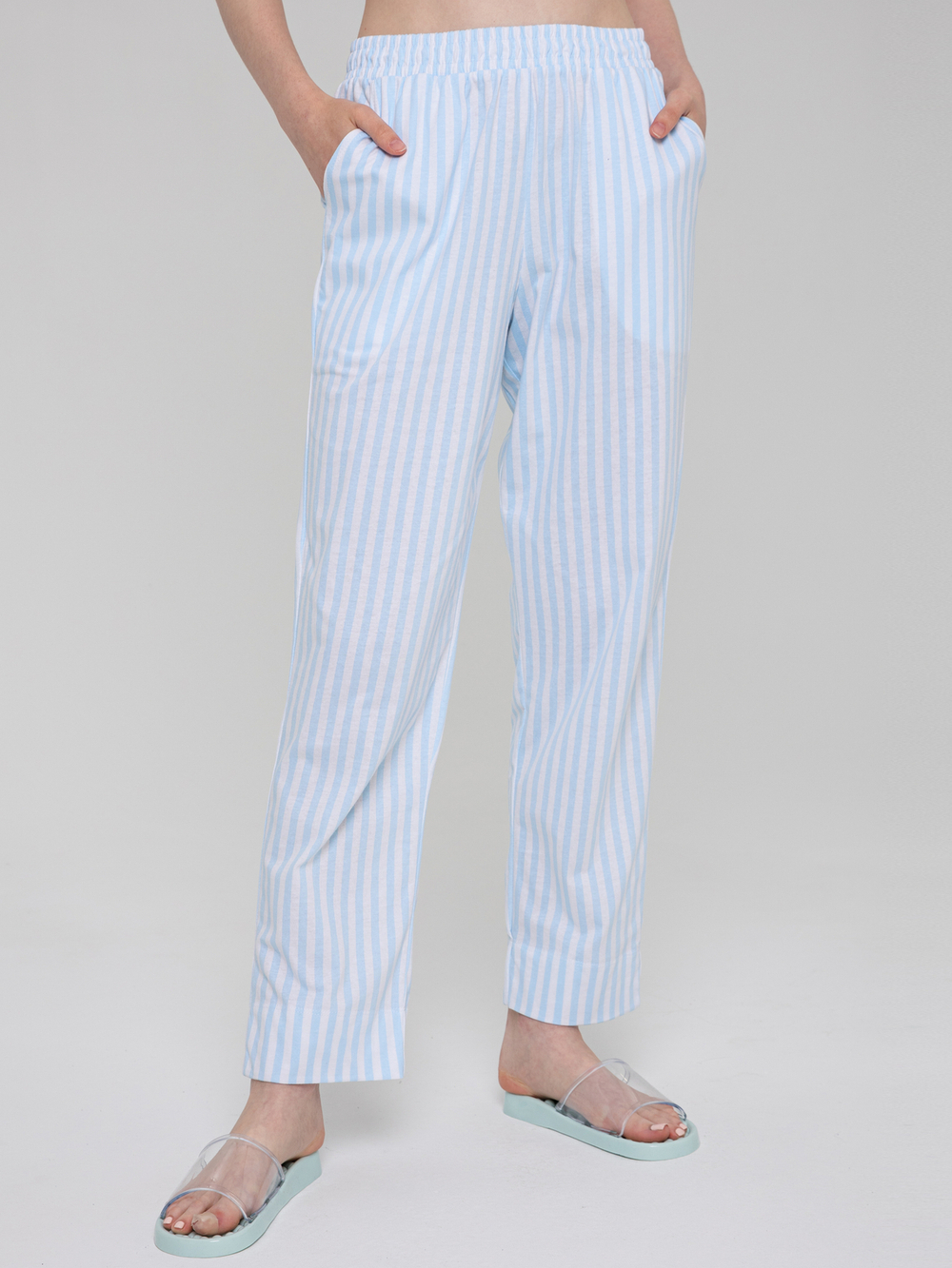 Пижама с брюками КБ-014П/белоголубая-полоса