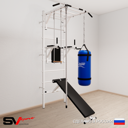 Шведская стенка Sv Sport усиленная 6561 (Турник рукоход/Брусья/Скамья/Канат/Трапеция/Цепь/Мешок 15кг)