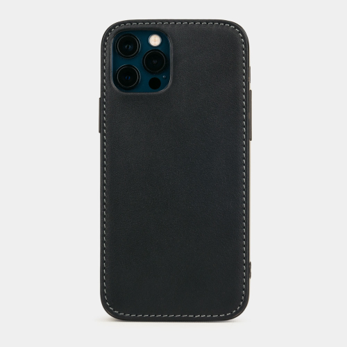 Чехол-накладка для iPhone 12 Pro Max из натуральной кожи теленка, черного цвета