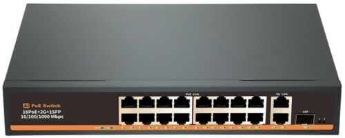 POE-1621GE-2 коммутатор PoE 16+2 гигабитных порта + 1SFP, металлический корпус, WatchDog