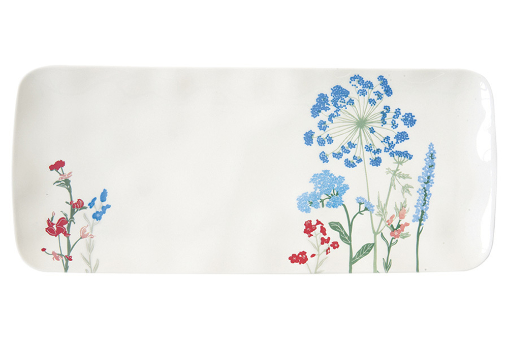 Блюдо прямоугольное 36х15.5см Easy Life Луговые цветы голубые