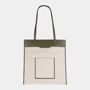 Шоппер Antibes из канвы и кожи теленка, оливкового цвета