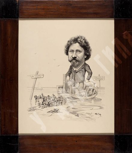 Лебедев А. И. Карикатура на И. Е. Репина (1893). Литография.