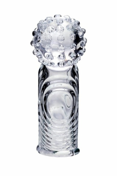 Прозрачная рельефная насадка на палец Ricol - 8 см. (Цвет: прозрачный)