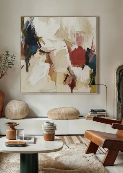 Постер Verda 120х120 см, бежевый, красный