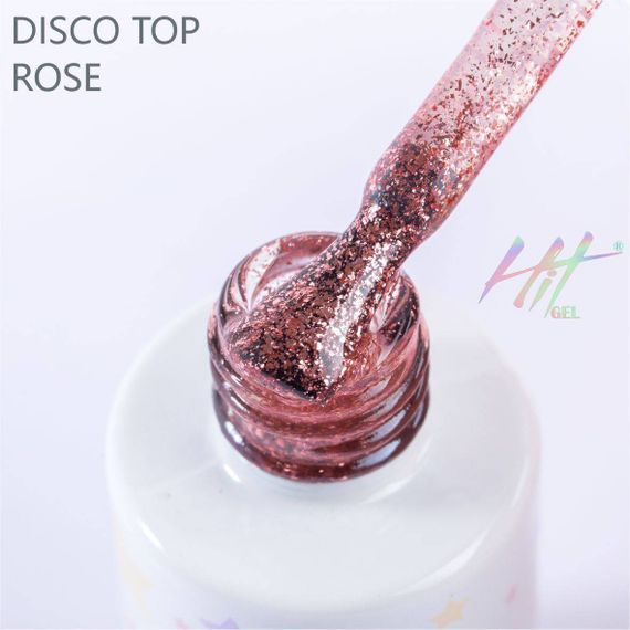 Топовое покрытие без липкого слоя Disco top ТМ &quot;HIT gel&quot; rose, 9 мл