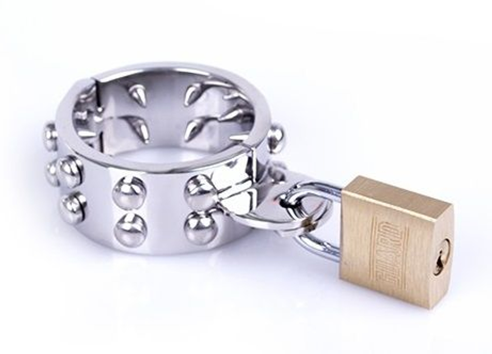 Кольцо фиксатор на пенис для любителей проколов Cylinder Spikes L (Цвет: серебро)