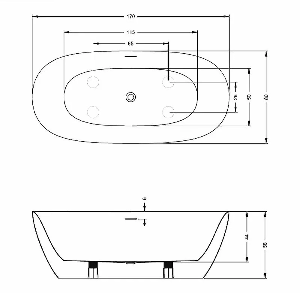 Акриловая ванна Riho Alpha 170х80 B092001005 белая