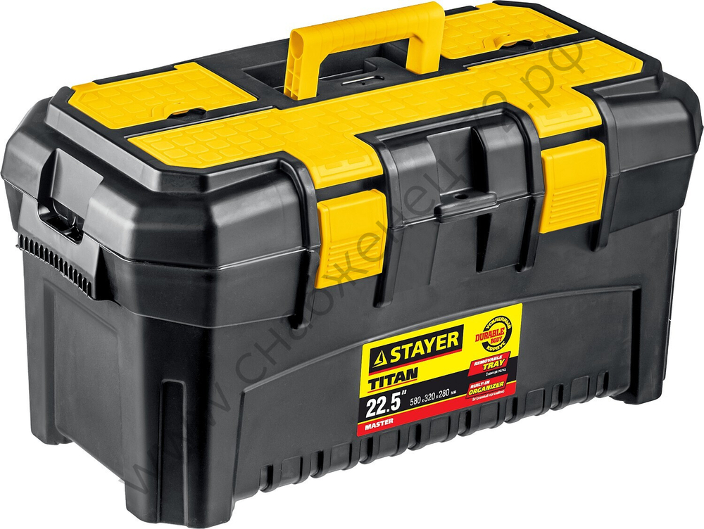 STAYER TITAN-22, 580 x 320 x 280 мм, (22″), пластиковый ящик для инструментов (38016-22)