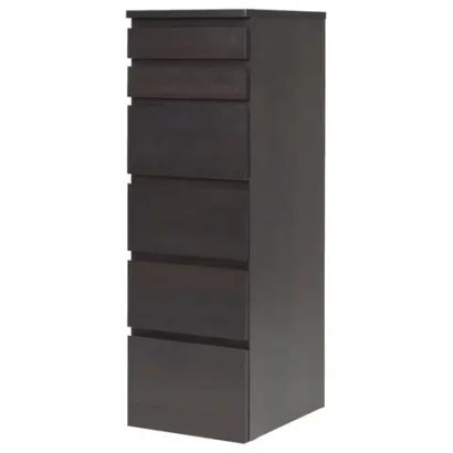 Комод с 6 ящиками - IKEA MALM, 123х40х48 см, черно-коричневый МАЛЬМ ИКЕА