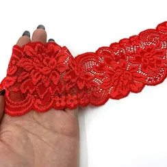 Кружево эластичное красное 7 см