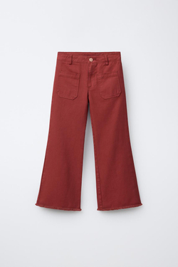 ZARA ДЖИНСЫ FLARE В ПОЛОСКУ, КРАСНЫЙ