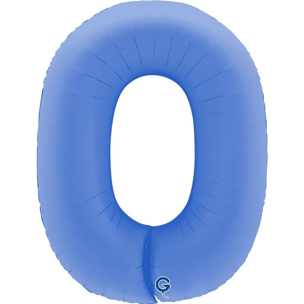 G Шар (40''/102 см) Цифра, 0, Голубой Лотос, Матовый (БГ-60)