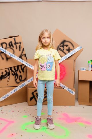 024_БК25 Леггинсы (брюки) для девочки, голубой