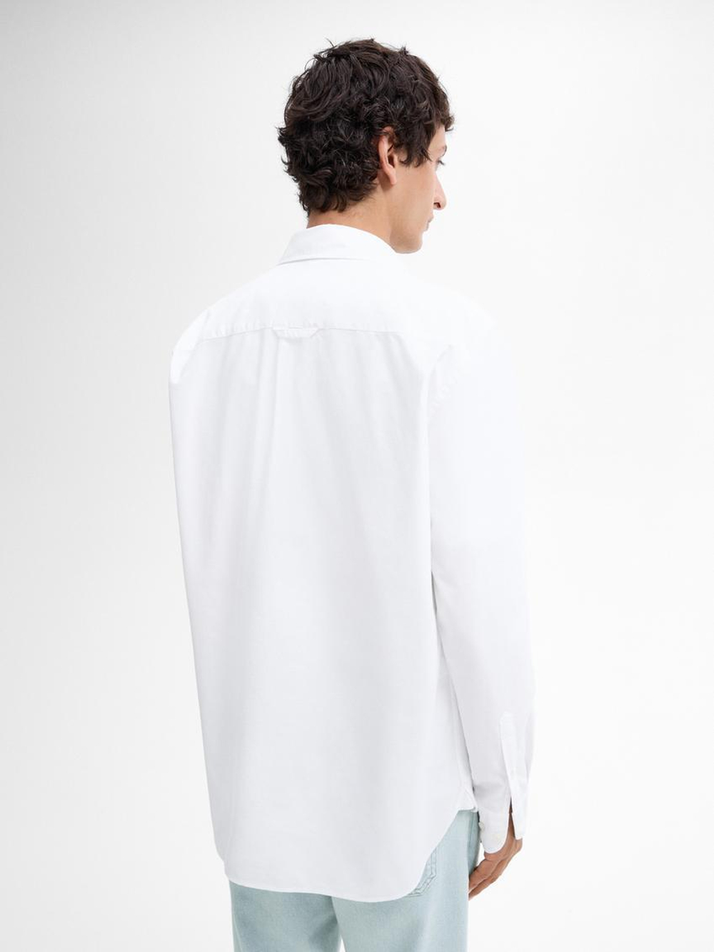 Massimo Dutti Рубашка классического кроя из ткани оксфорд, белый