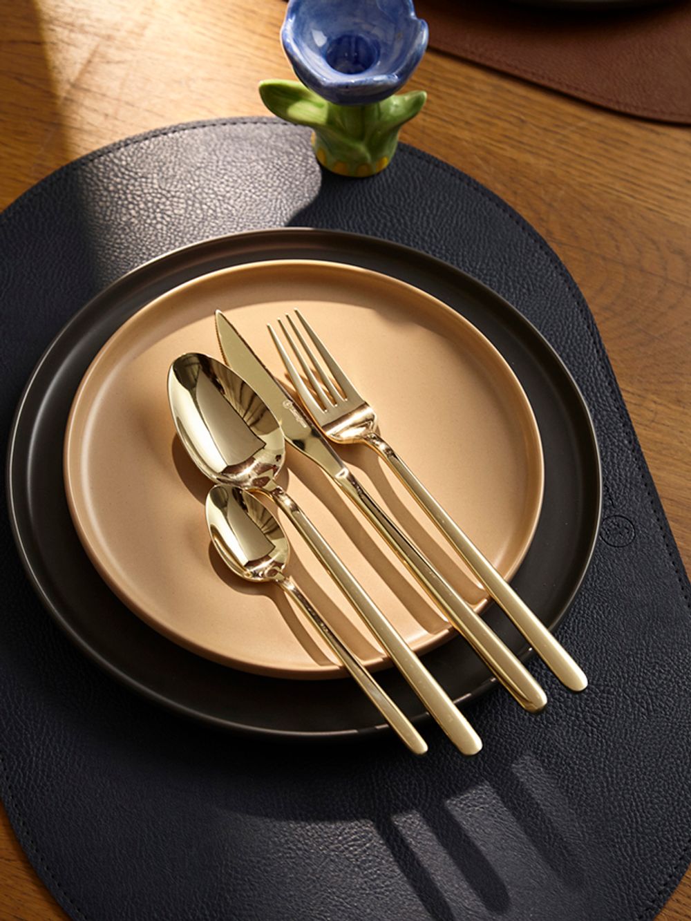 Набор из 4-х двухсторонних сервировочных салфеток Pool, 30х45 см, синий/коричневый