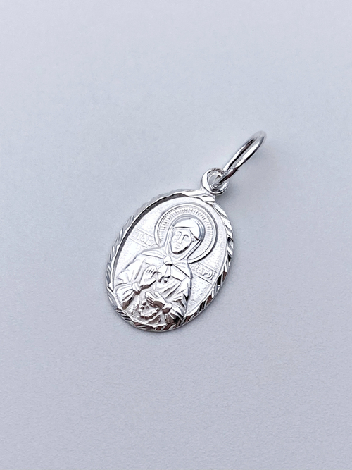 Образок из серебра/Без покрытия/С подвижным ухом/Матрона