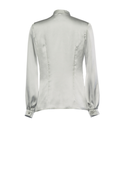 Блуза с воротником «стойка» серая