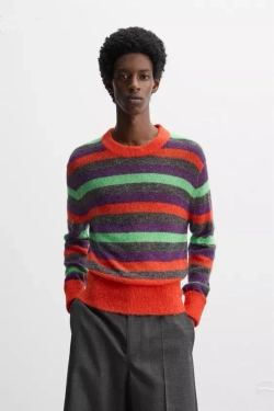 ZARA X HARRY LAMBERT СВИТЕР В ПОЛОСКУ, КРАСНЫЙ