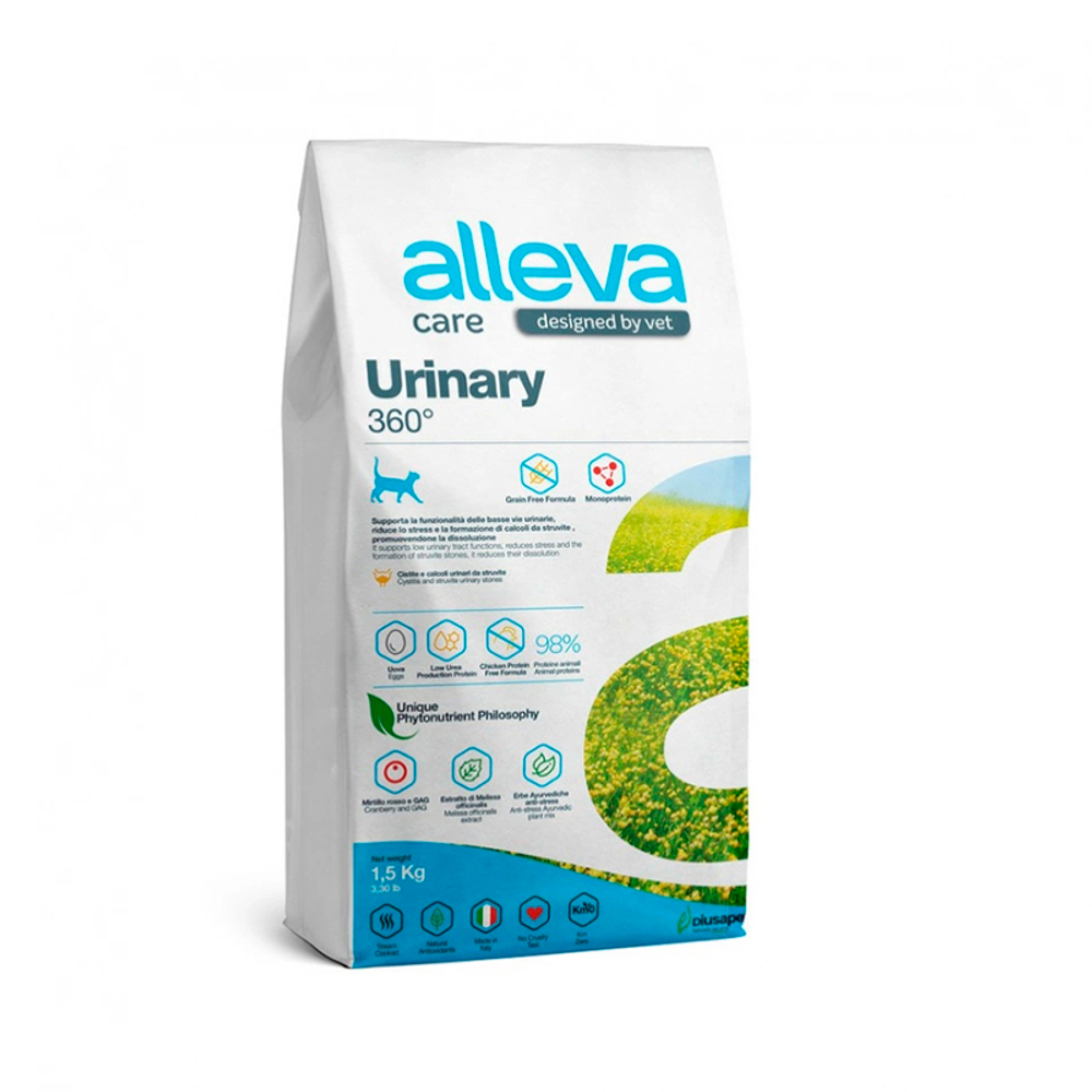 Диетический полнорационный корм Alleva Care Urinary  для кошек, при струвитах, 1.5 кг