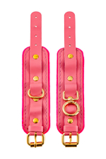 Розовые двуслойные кожаные наручники-браслеты (Цвет: розовый)