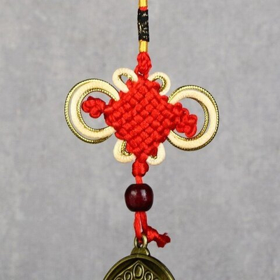 Подвеска металл, текстиль "Будда на монете" 37 см.