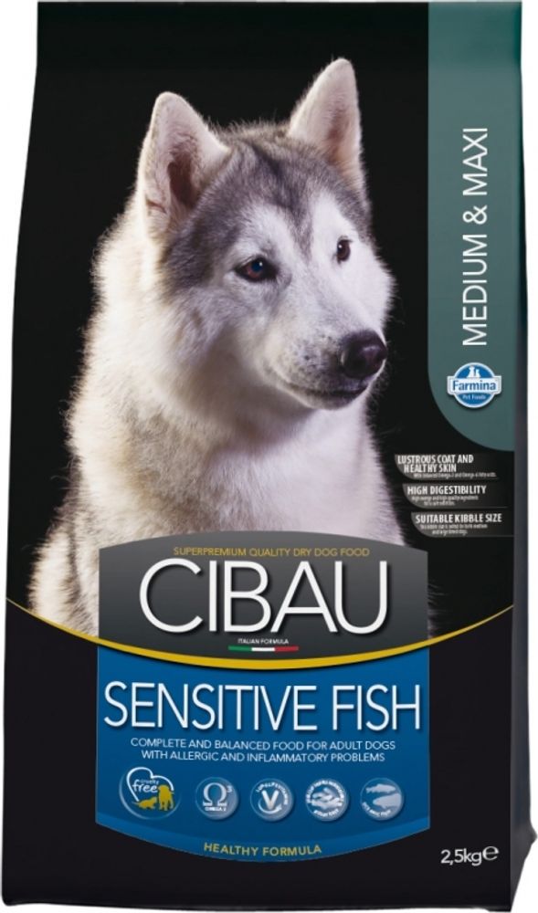 Сухой корм для собак Farmina Cibau Medium &amp; Maxi Sensitive с чувствительным пищеварением, рыба и рис, 2,5 кг