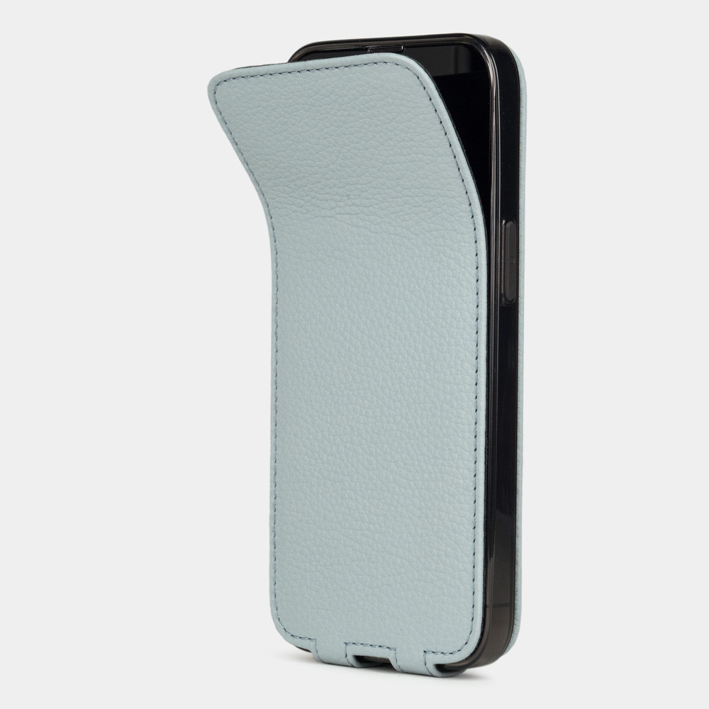 Чехол кожаный для iPhone 13 Pro голубого цвета