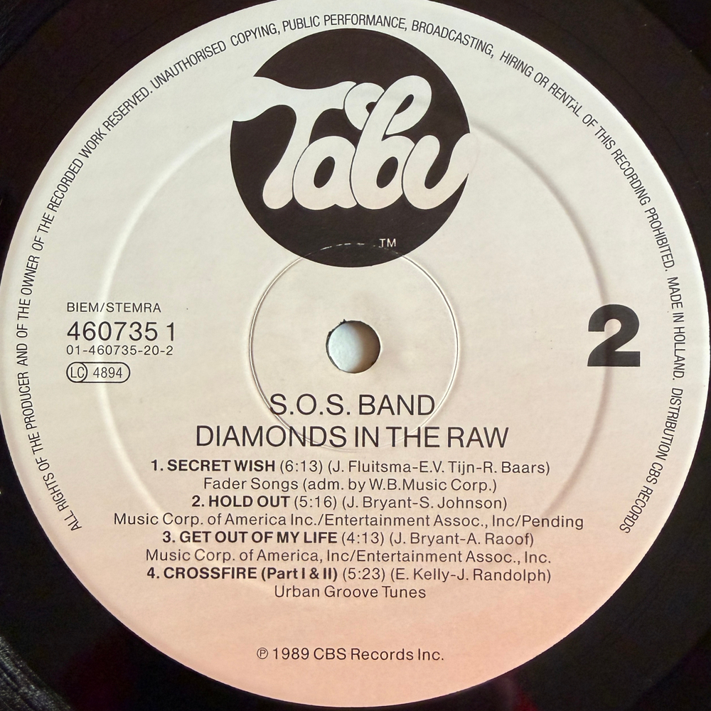 The S.O.S. Band – Diamonds In The Raw (Голландия 1989г.) Т