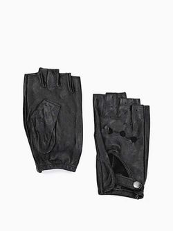 Перчатки без пальцев короткие кожаные