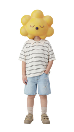 ZARA ТРИКОТАЖНОЕ ПОЛО ИЗ ХЛОПКА И ЛЬНА, ЭКРЮ/КОРИЧНЕВЫЙ