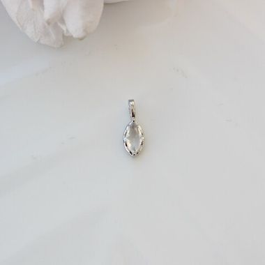 Подвеска Маркиз с белым фианитом, 14*5 мм, родий, П394